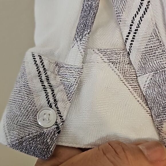 Rails Size S White Gray Striped Plaid Long Sleeve Button Down Shirt - Picture 4 of 8